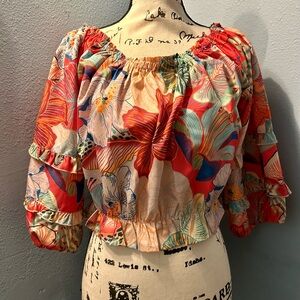 Tropical Off Shoulder Printed Top x Farm Rio